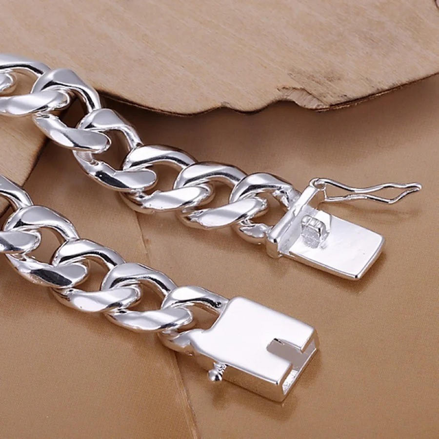 925 Sterling Silver Exquisite Solid Chain Bracelet Fashion Jewelry Wedding Gift
