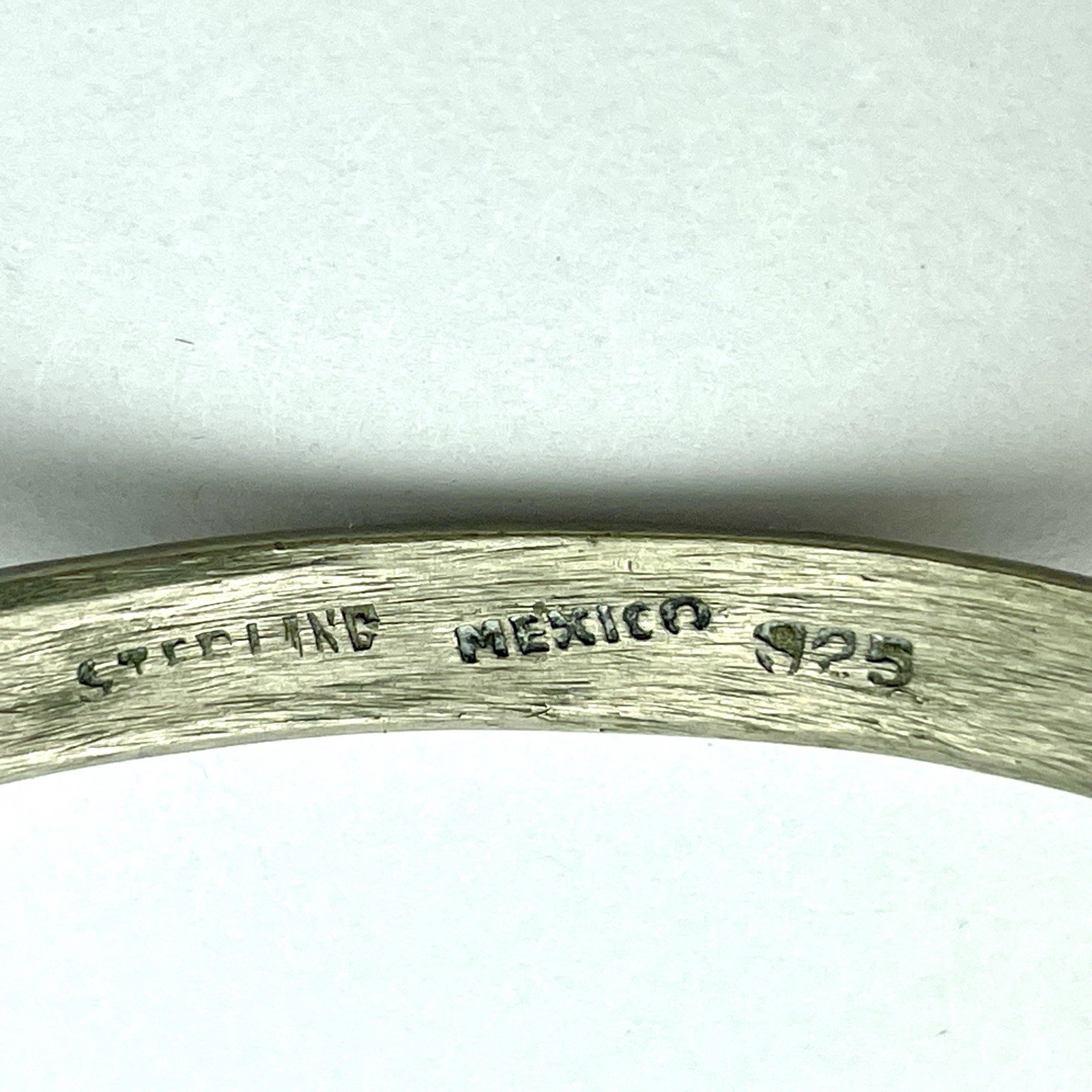 Vintage Bracelets (2) Mexico Sterling Silver Thin Bangles Etched Stamped
