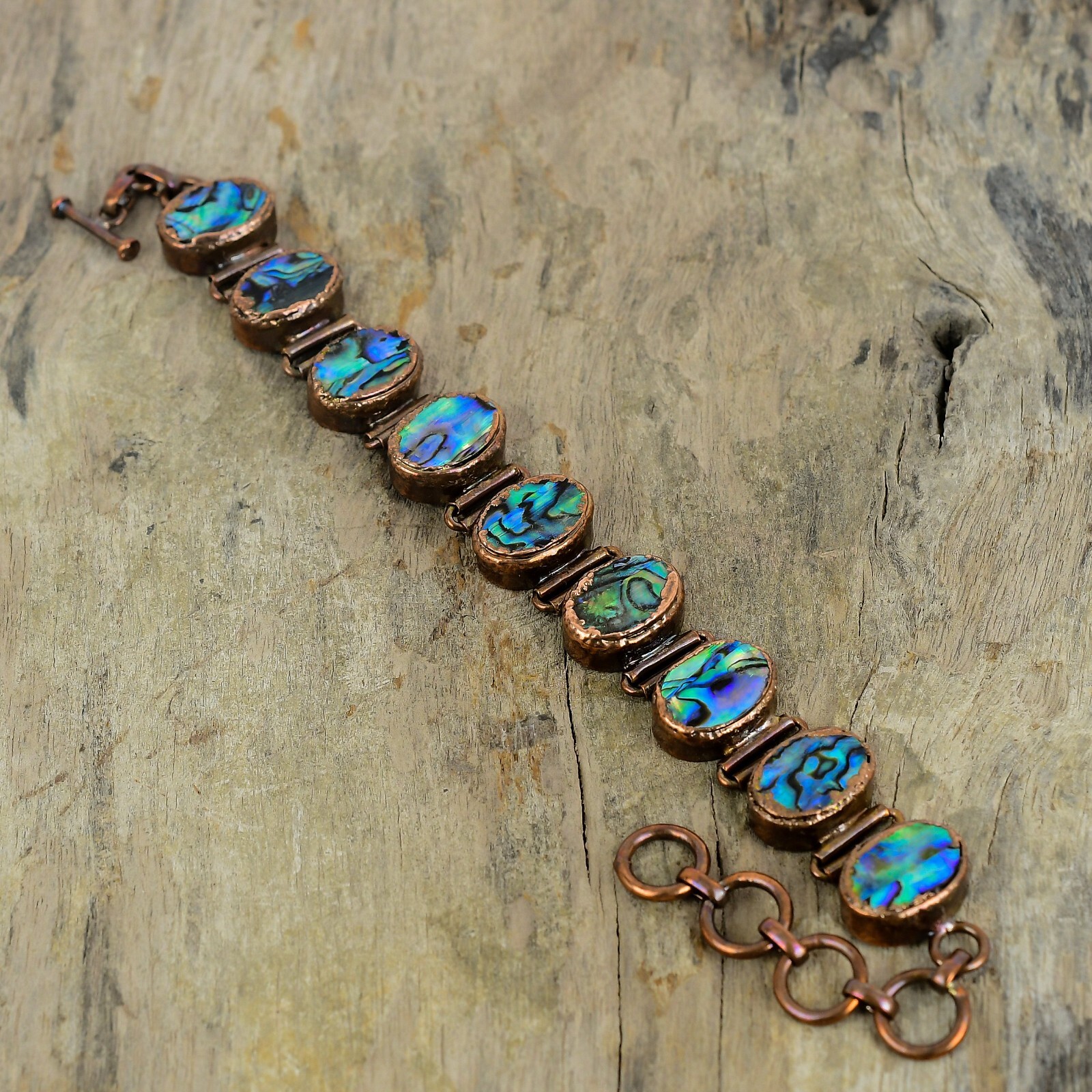 Womens day Deal Copper Abalone Shell Stone Chain New Electroformed Wife Bracelet
