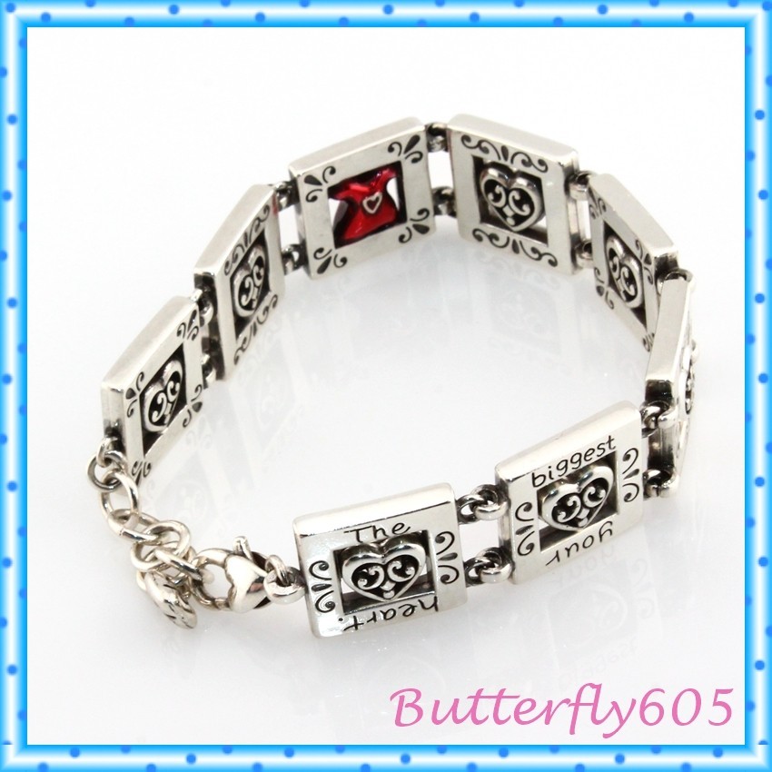 Brighton Go Red Women Heart Dress Silver Red Link Bracelet