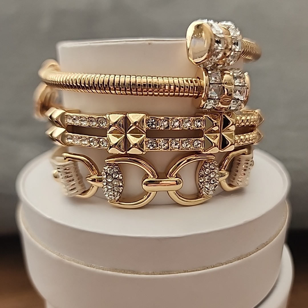 Bomb Party Western Romance Stack Bracelet ST40262 Gold Plate Lab Created Stones
