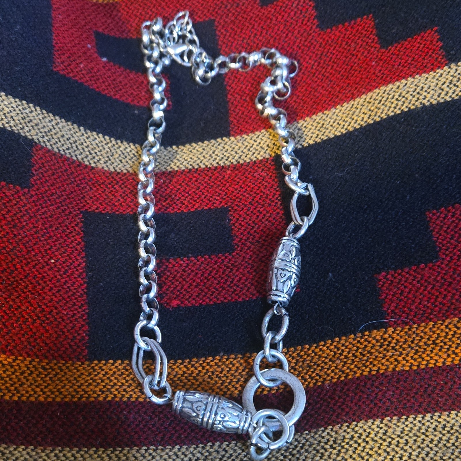 Silver Tone Cable Chain Link Bracelet w/ Lobster Clasp Closure No Stone