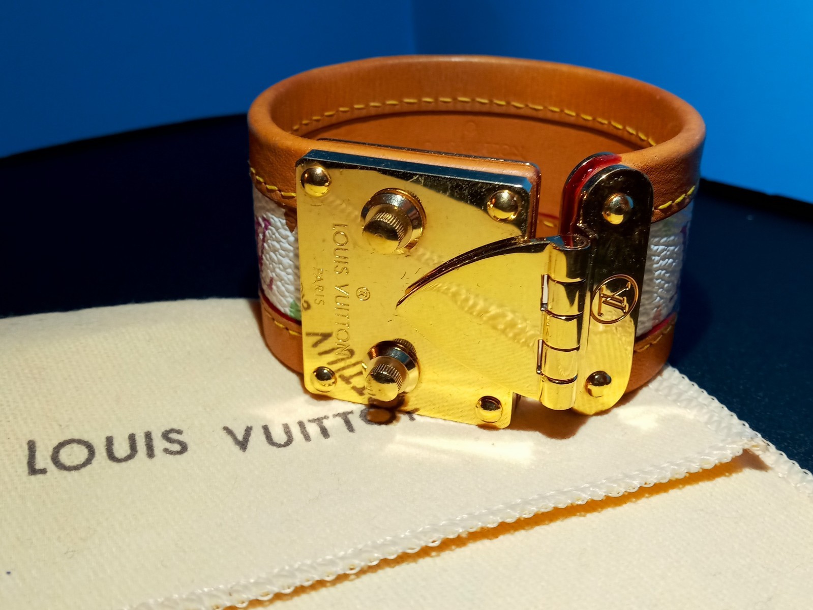 2003 Louis Vuitton x Takashi Murakami multicolor monogram S-lock cuff bracelet