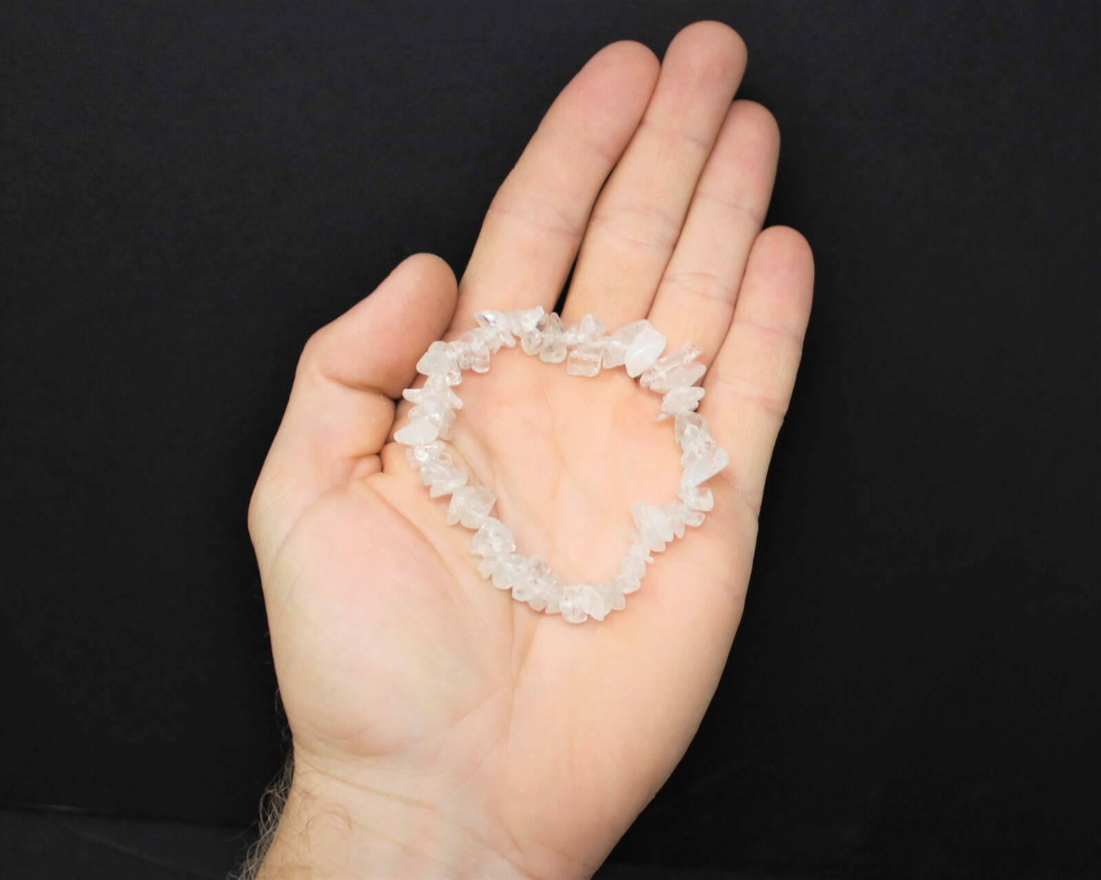 Clear Quartz Chip Bracelet, Gemstone Chip Jewelry Crystal (Stretchy – US Seller)
