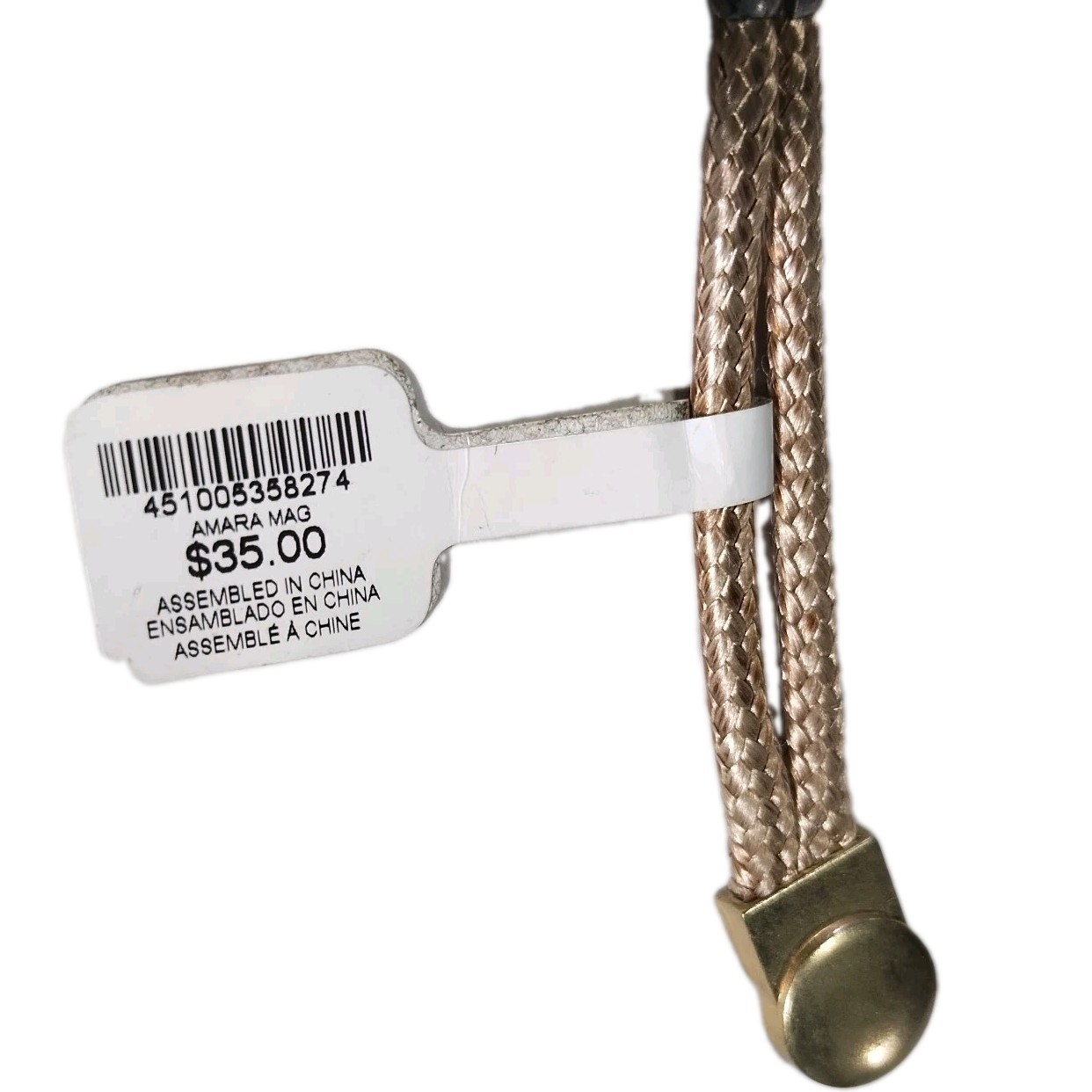 Chico’s Amara Mag Bracelet Braided Cord Mixed Metal Bead Magnetic Close MSRP $35