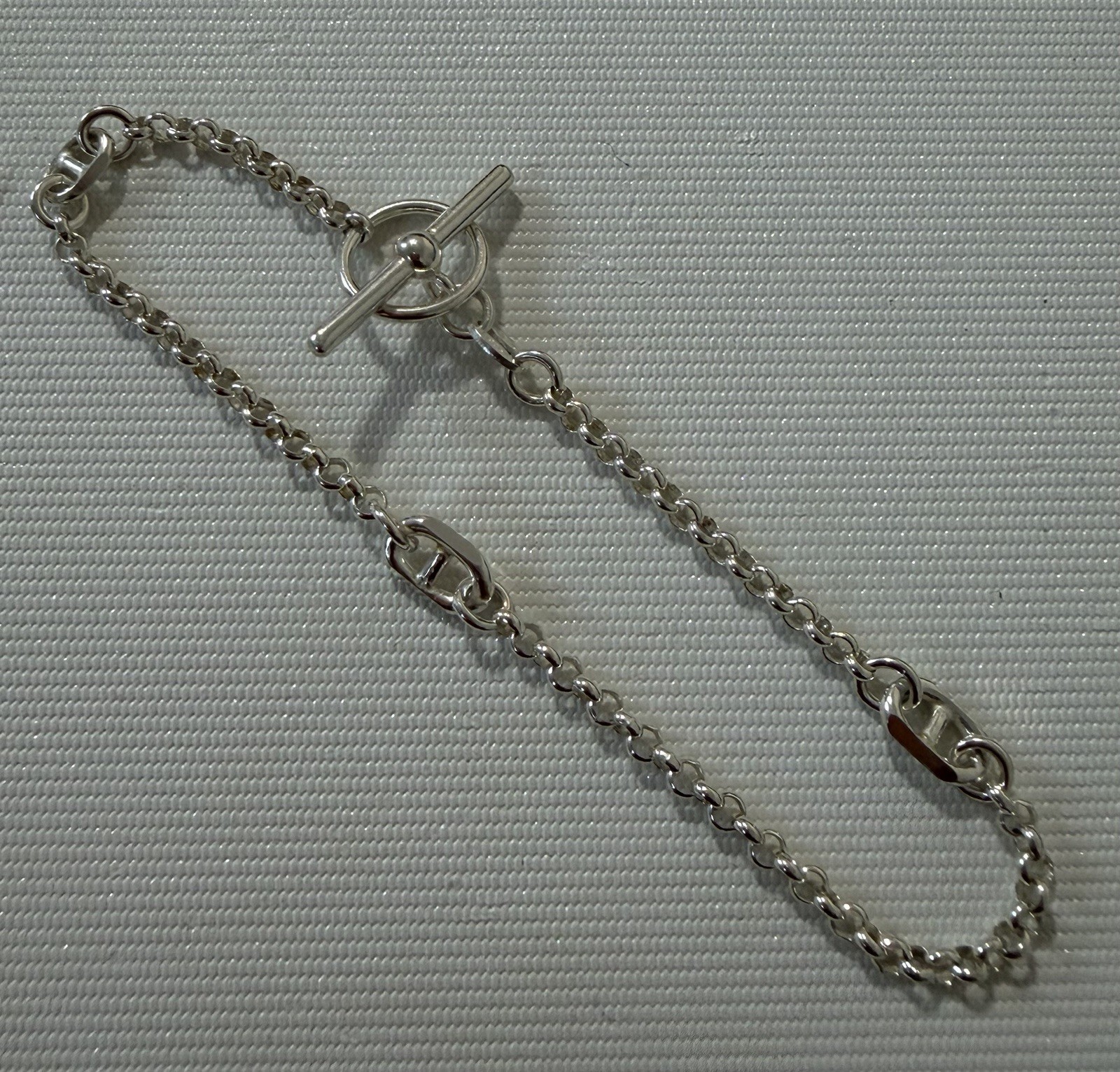 Sterling Silver 925 Plain Solid T-Bar Bracelet 7.4″