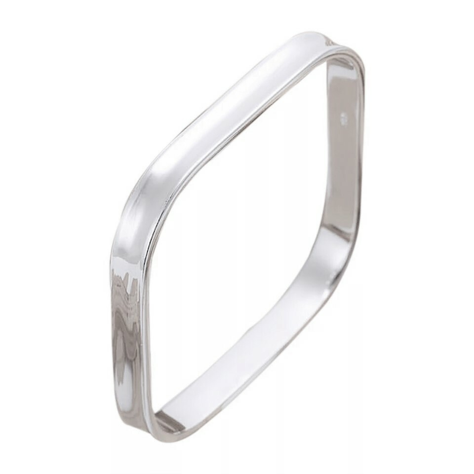 Square Rail Bangle Bracelet Size 7.75 Sterling Silver