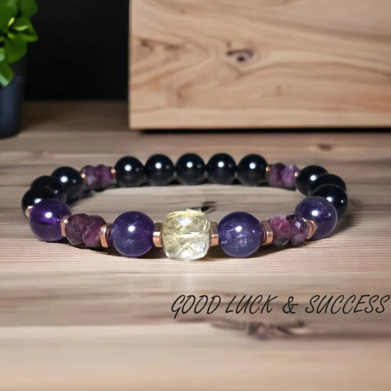 Mixed Natural Gemstone Bracelet Attract Money Protection Healing Relief Amethyst