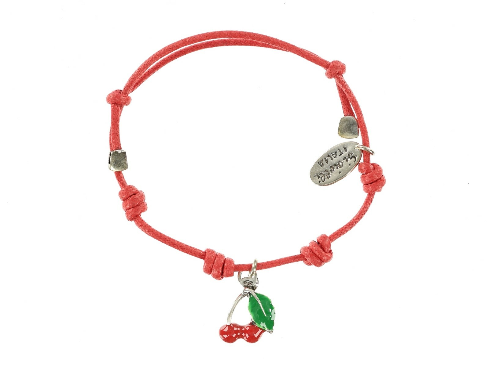 GIOIELLI DOP Cherry Sterling Silver & Enamel Tie Cord Bracelet 133262
