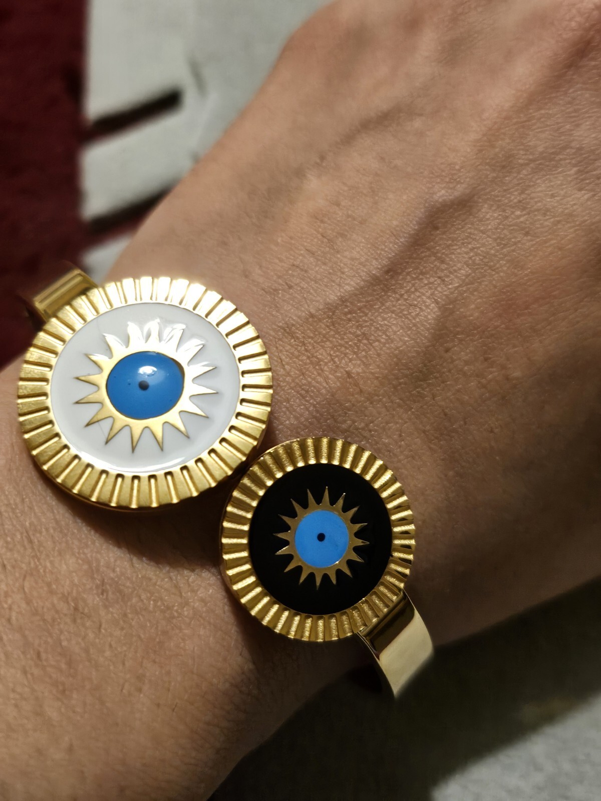 Beautiful Turkish Design Gold Plated Evil Eye 🌞 Sun Bangle Bracelet