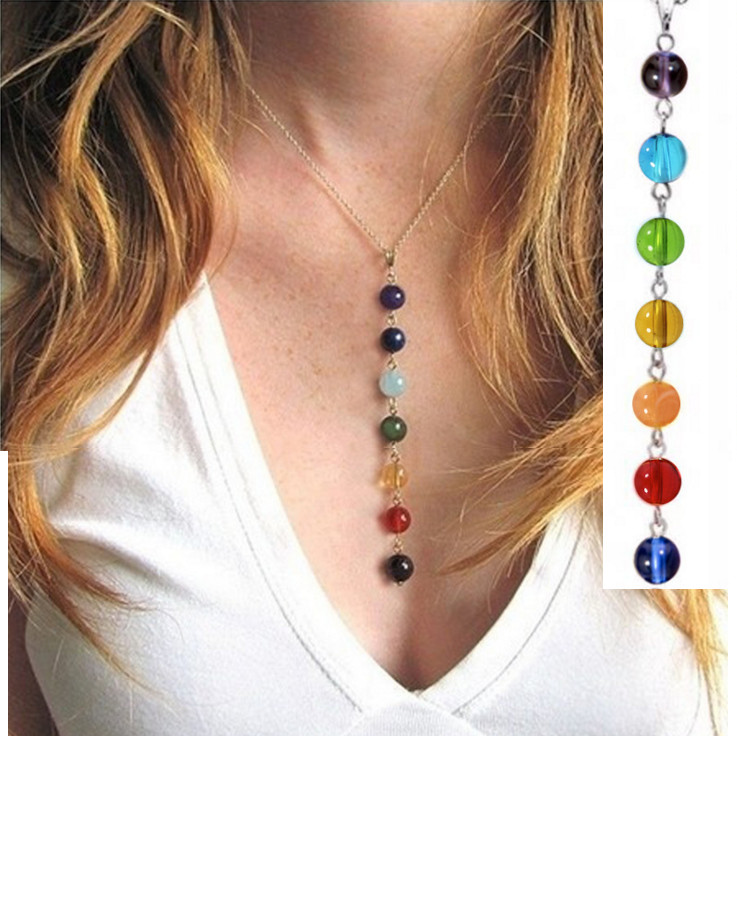 Chakra Colorful Yoga Beads Bracelet Necklace Chain Link Finger Hand Harness S10