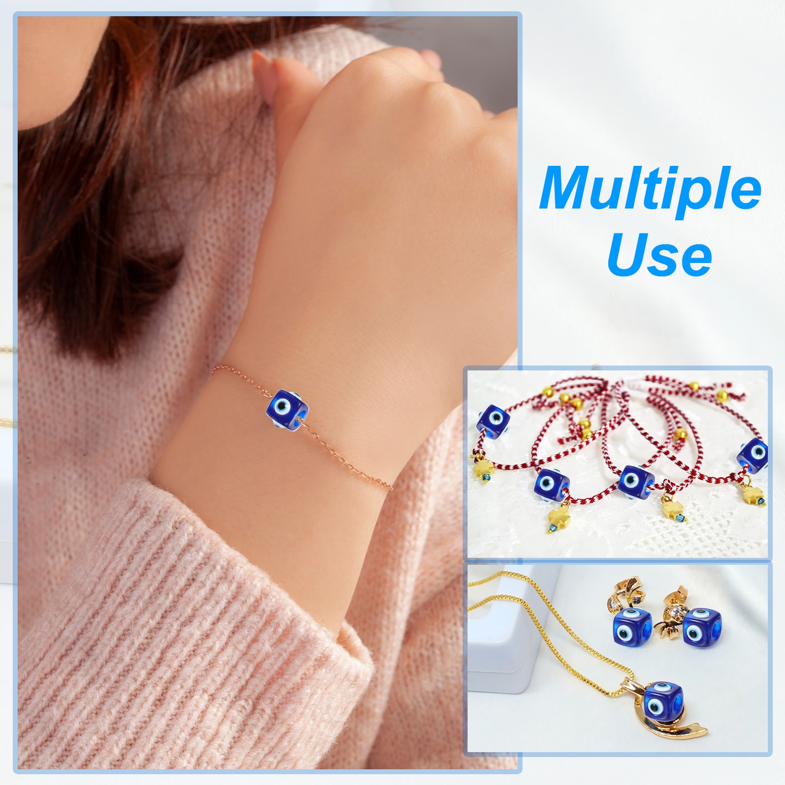 12mm Evil Eye Beads, 20 Pcs Large Hole Turkish Evil Eye Charm, Multicolor