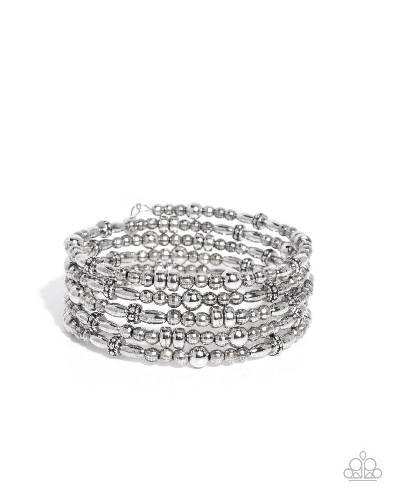 Paparazzi Boisterous Beads – Silver – High Sheen Silver Beas – Infinity Wrap Bra