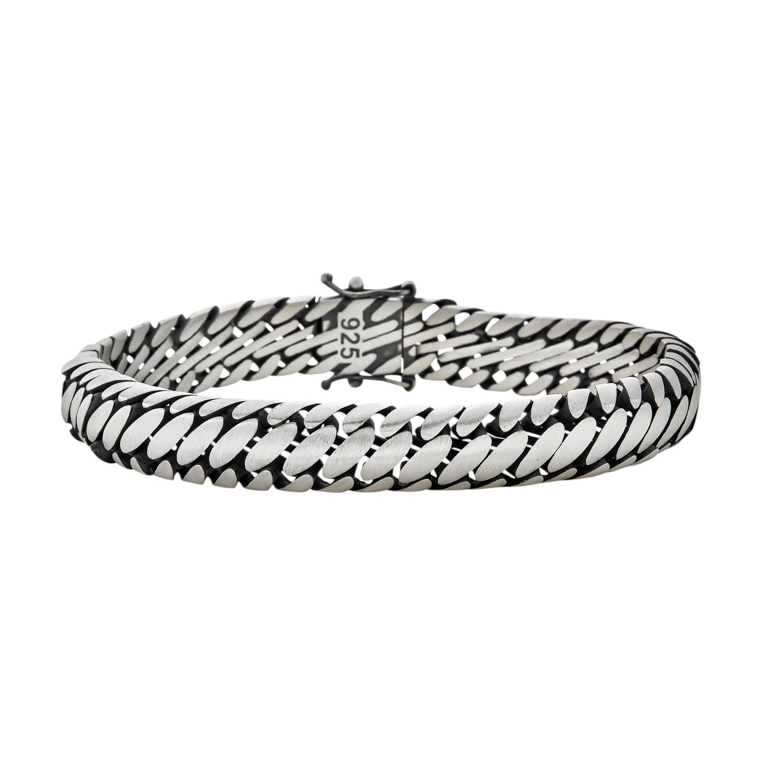 Custom 3 Link Miami Cuban Python Bracelet 12mm Real 925 Silver Oxidized Finish