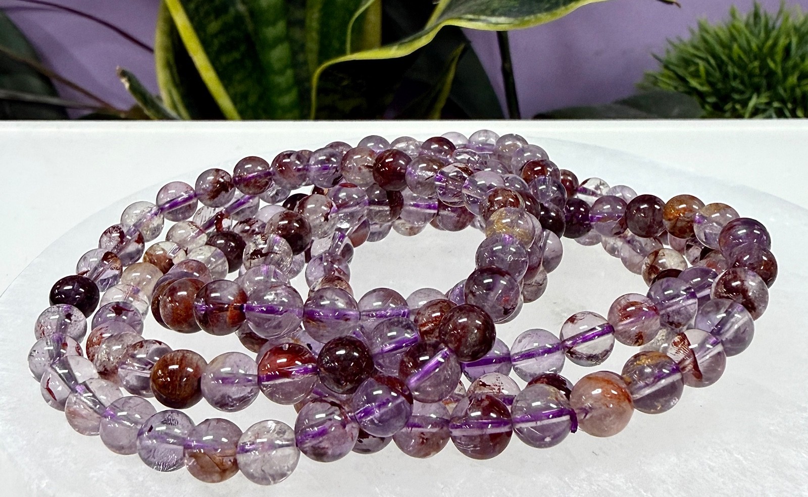 Wholesale 6 Pcs 6mm Natural Super 7 Crystal Healing Stretch Bracelet 7.5”