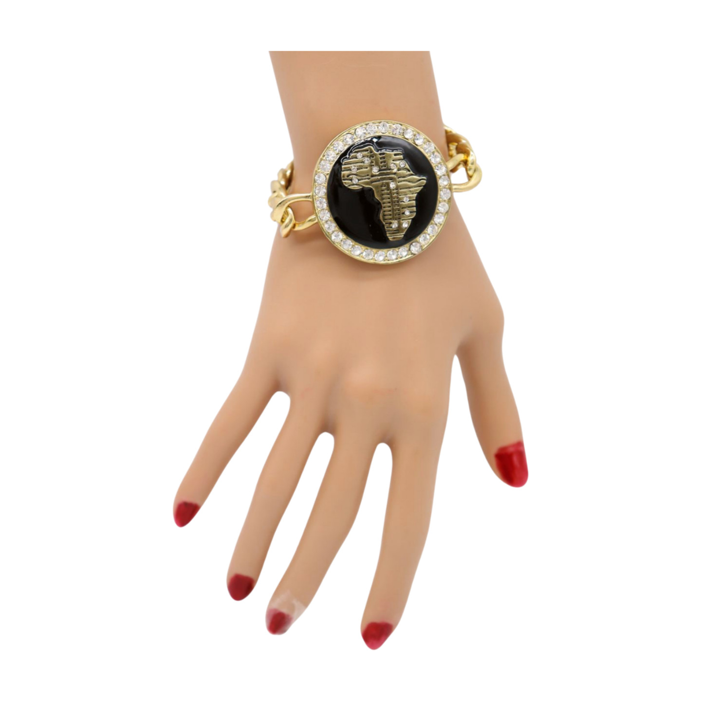 Women Hip Hop Fashion Jewelry Bracelet Gold Metal Chain Africa Continent Charm
