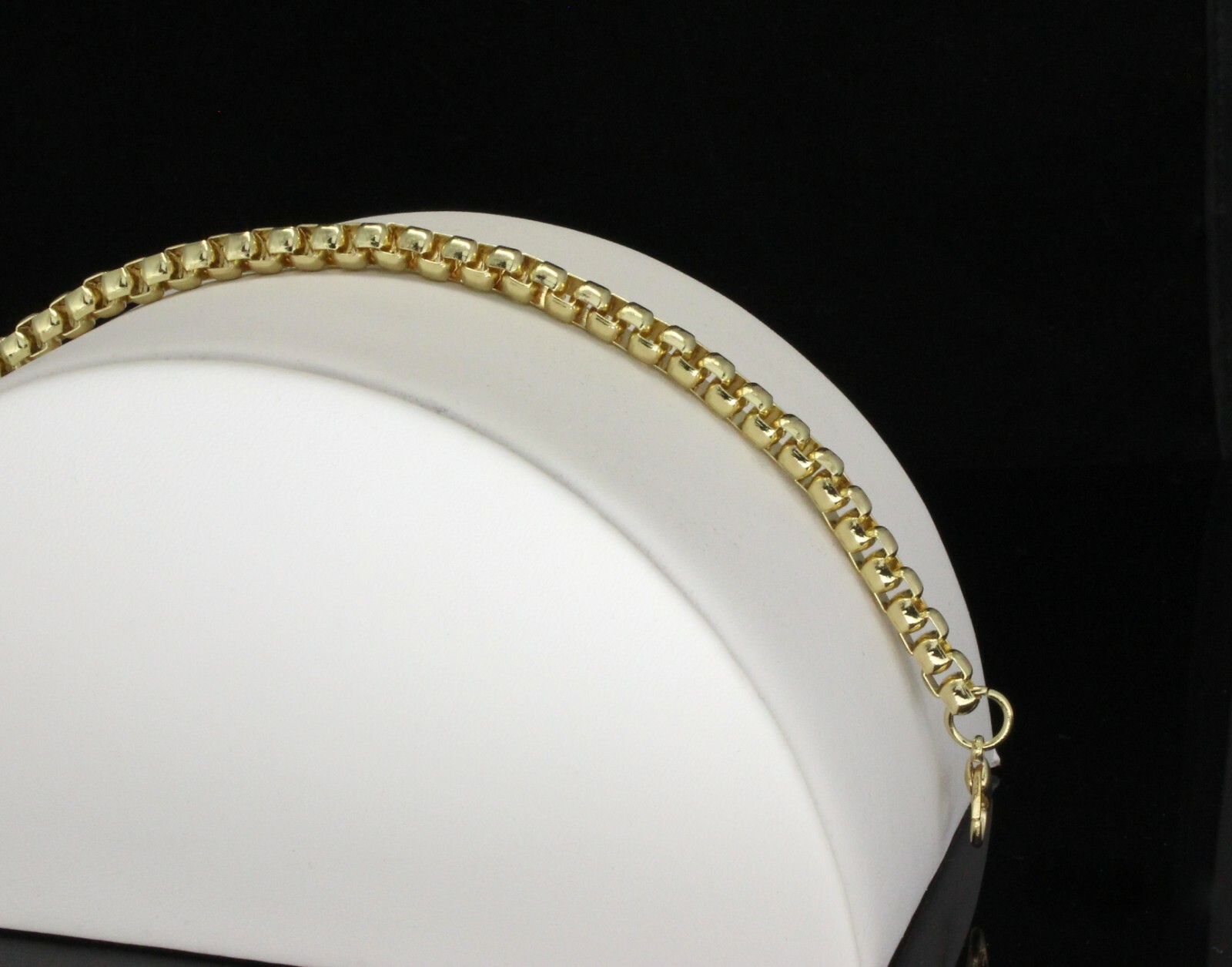 Round Box Link Bracelet/Anklet Men Women 14k Gold Plated Hip Hop 6-10 inch