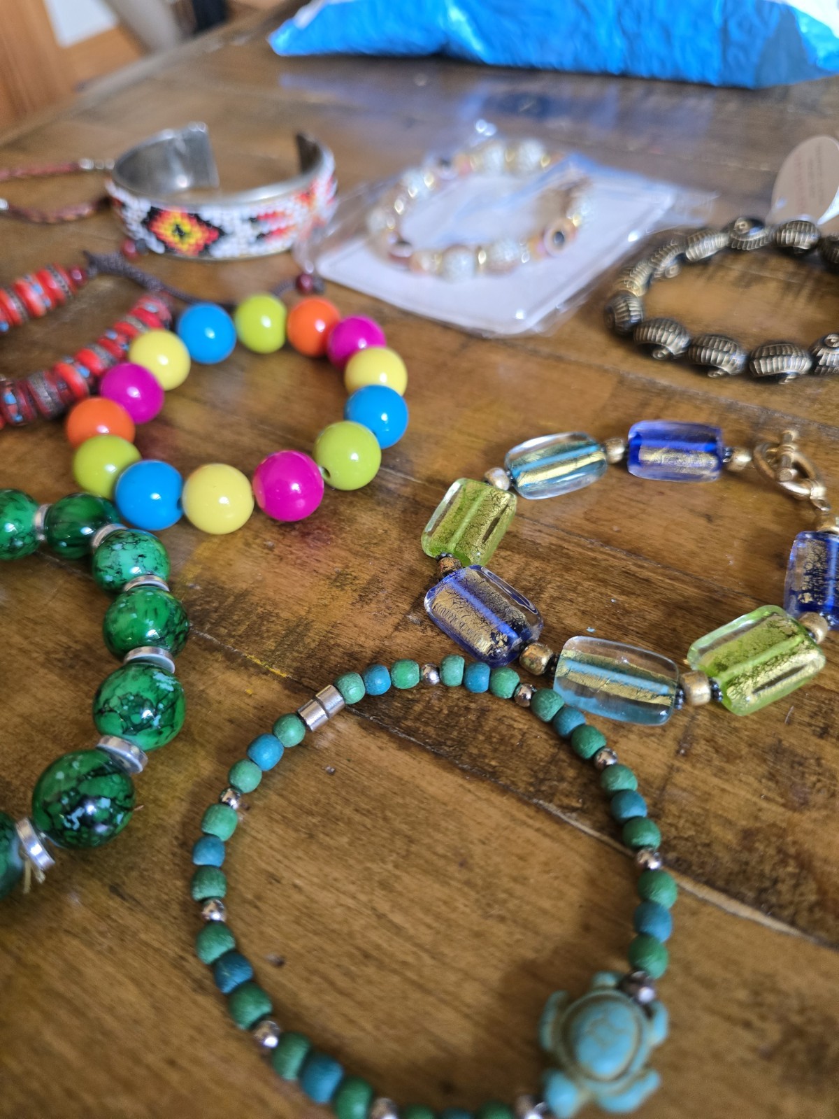 Lot of 27 Mixed Style Bacelets Beaded Stone Acrylic Glass Costume
