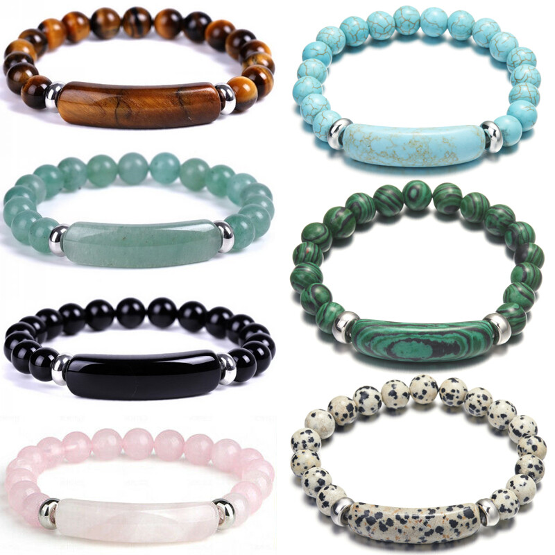 Natural Stone Tiger Eye Beaded Bracelet Elasticity Bangle Elegant Women Jewelry