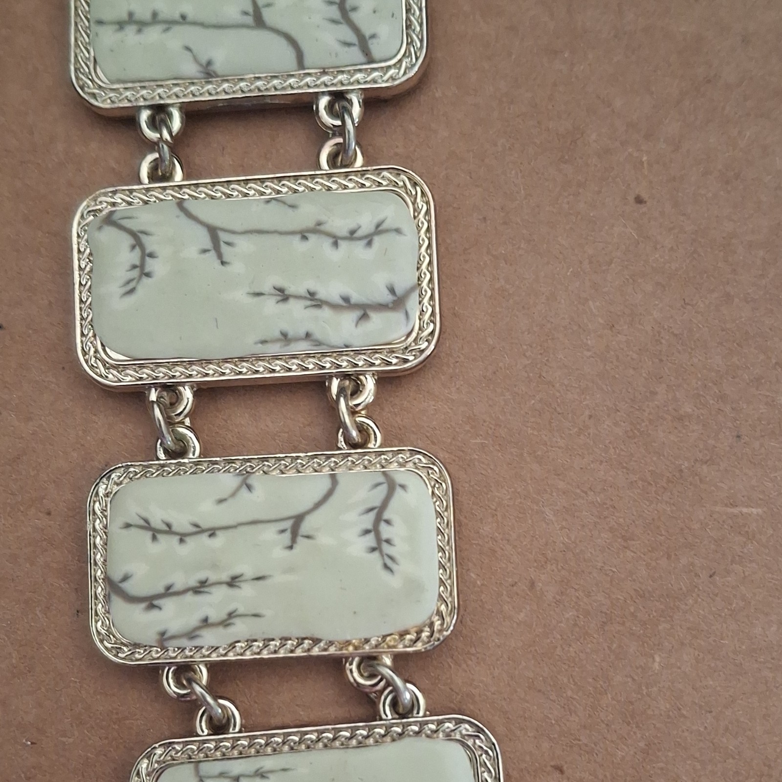 Signed Jilzarah Handmade Clay Reversible Gold Plated Link Bracelet