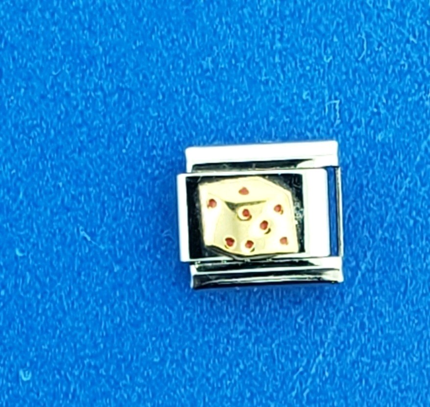 Daria by DynaFlex Dice Charm, 14k & stainless-steel Italian Modular Charm