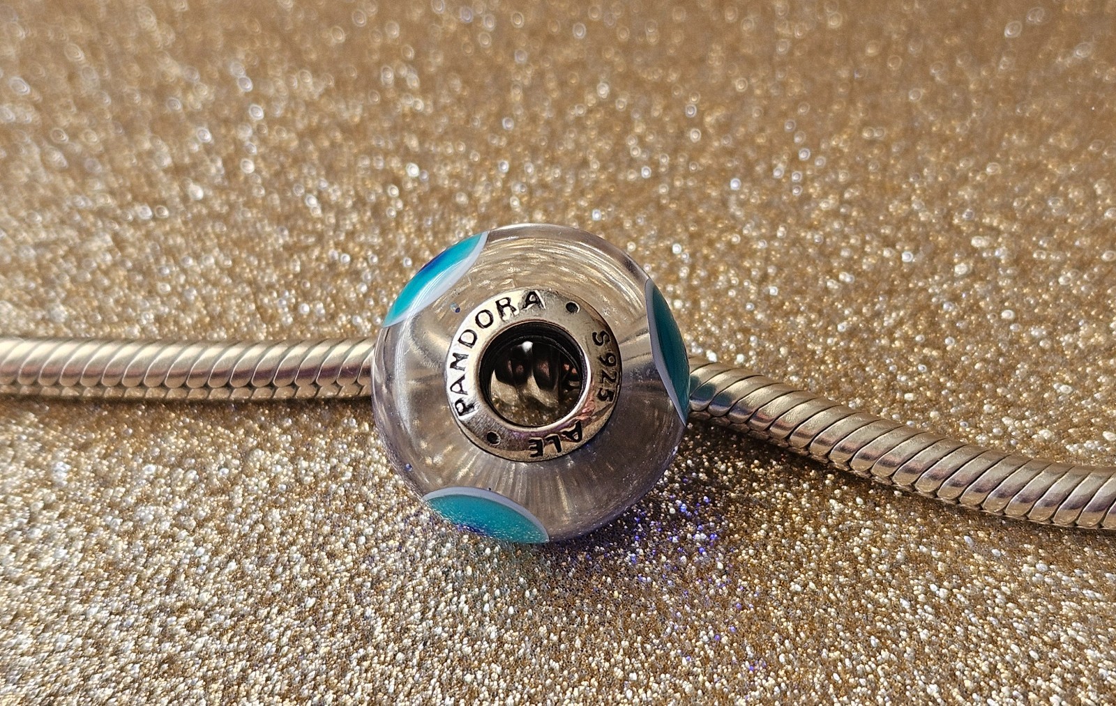 Authentic Pandora Silver Evil Eye Murano Charm