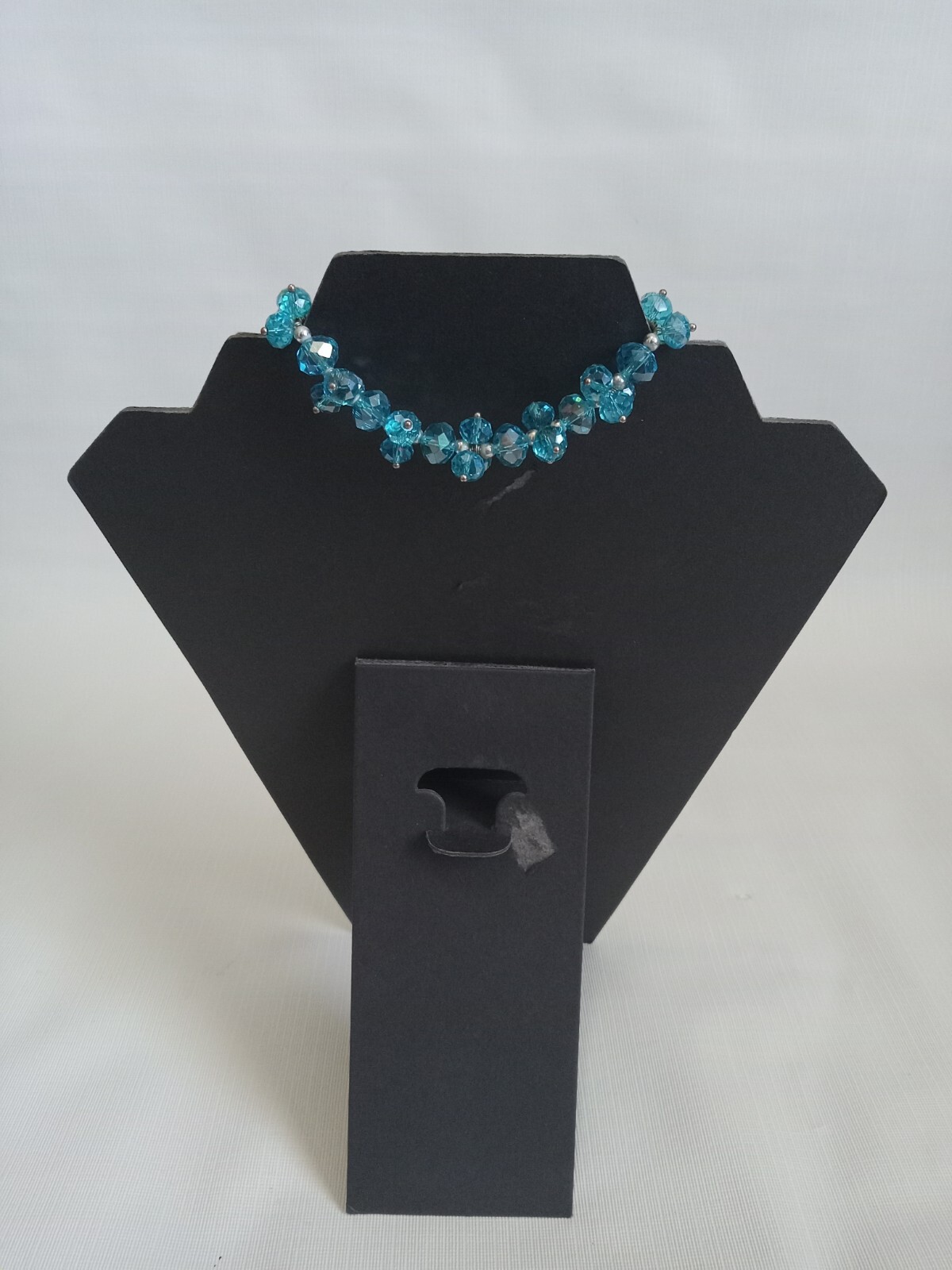 Blue Translucent Imitation Faceted Crystal Beads Elasticized Statement Bracelet