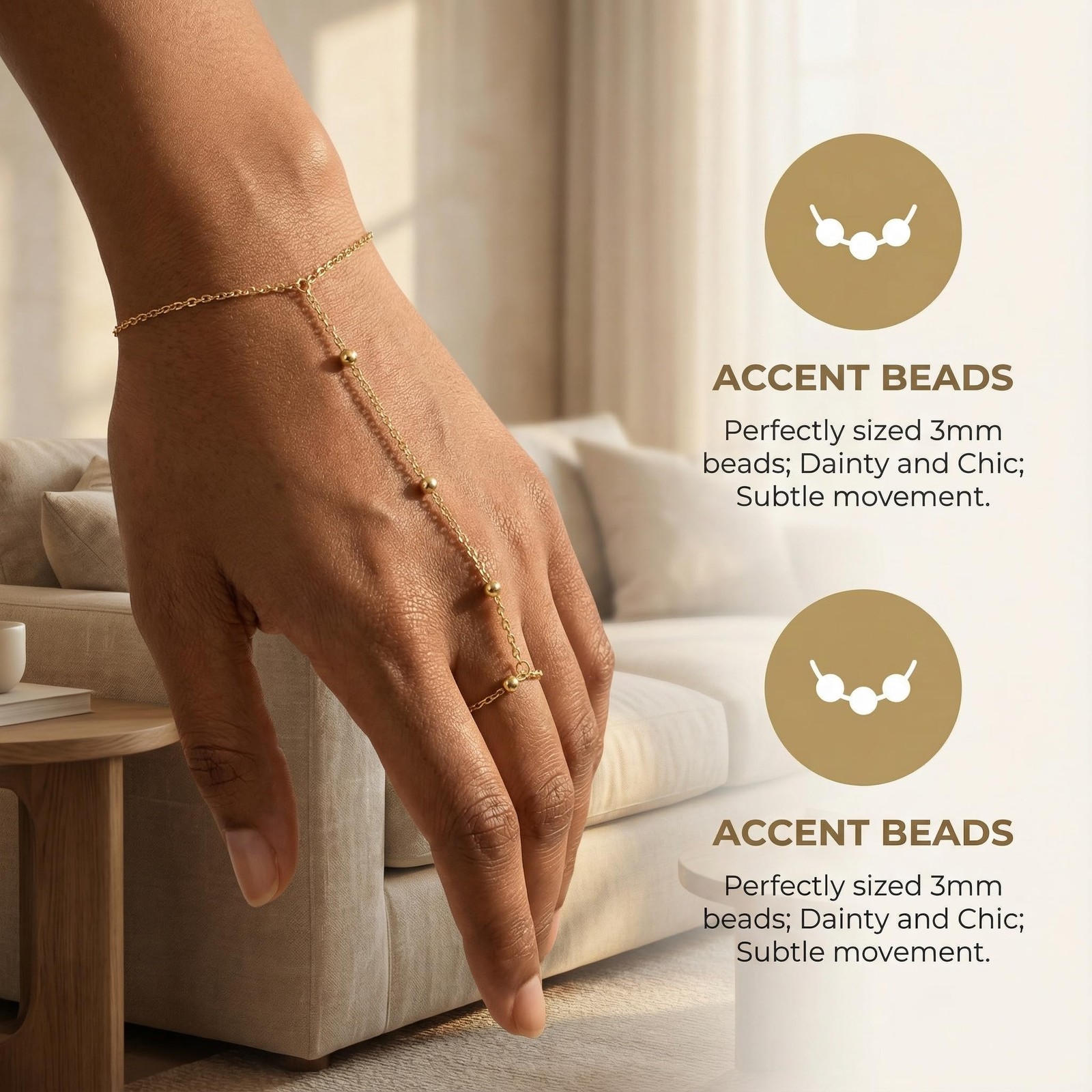Bracelets for Women – Plated Gold Hand Chain Bracelet, Valentine Gifts Trendy…