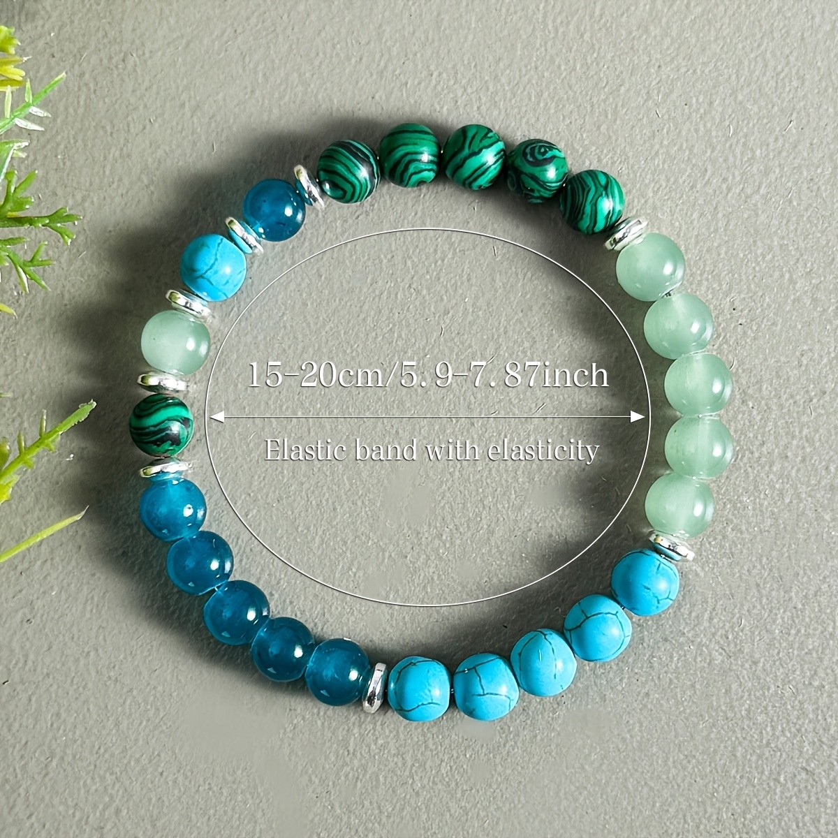Anxiety Relief Bracelet Gift 8mm Malachite & Blue Turquoise Beads Bracelets