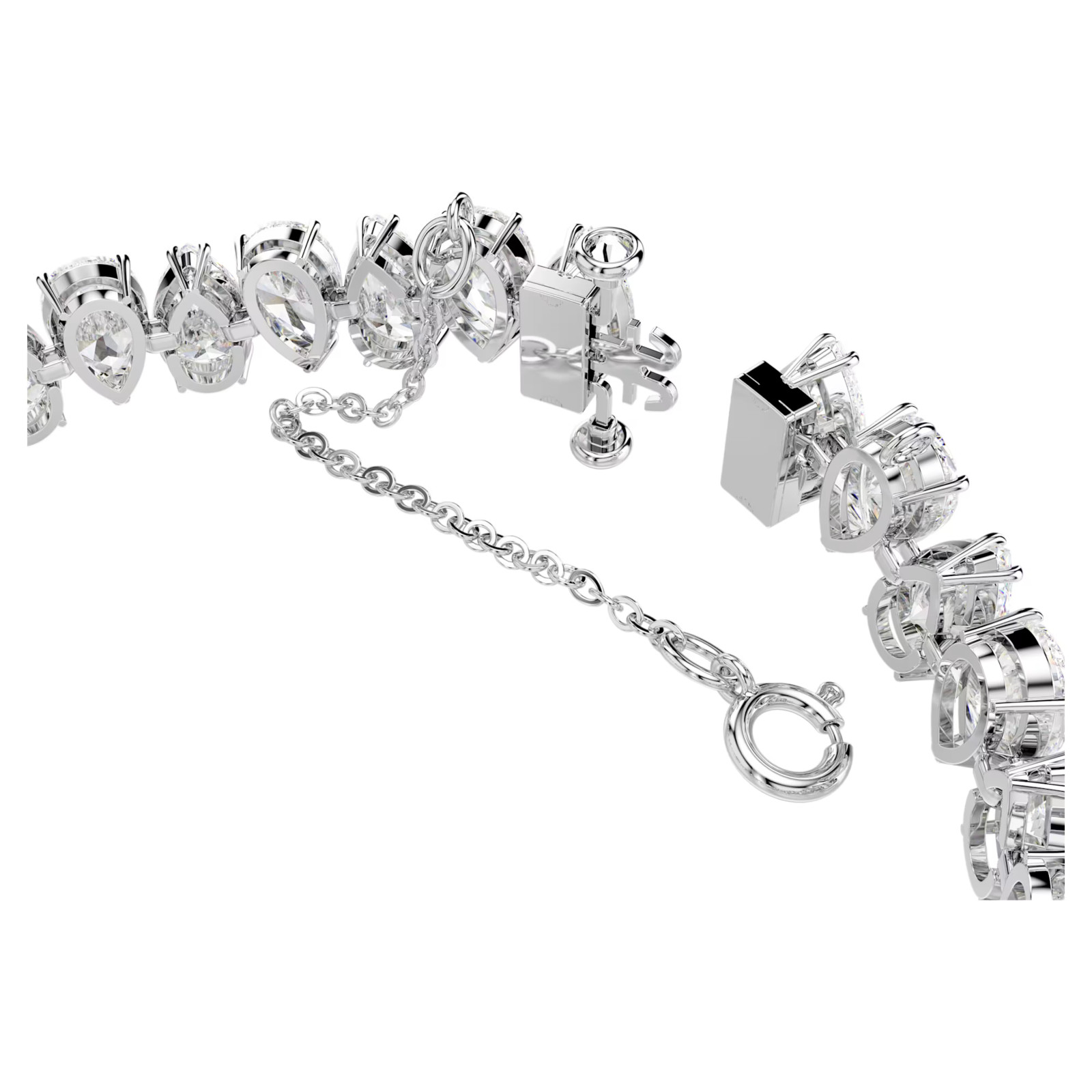 Matrix Tennis bracelet Pear cut, White, Rhodium plated