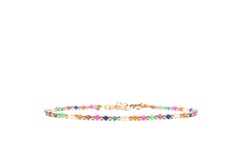 2-3MM Natural Multi Mix Faceted Round Gemstone Gold Filled Beads Bracelets 6-8”
