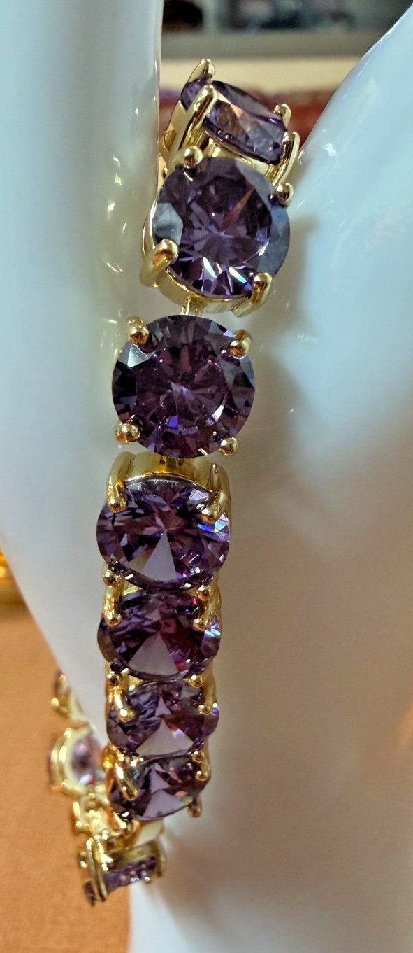 Elegant Purple Bracelet – 14K Gold Filled, Adjustable, Hypoallergenic