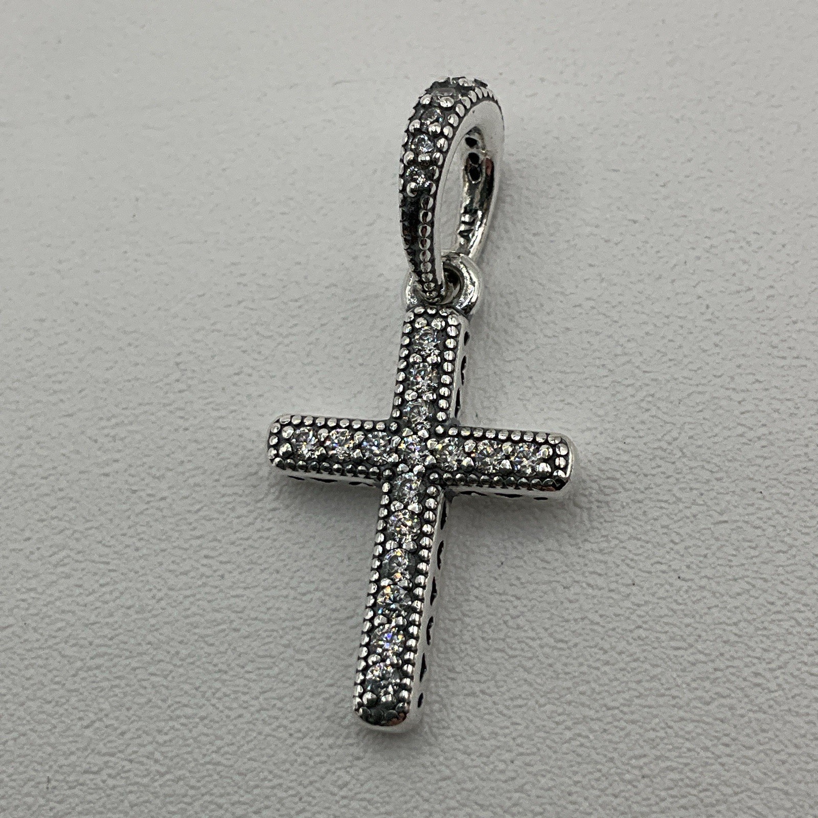 Pandora .925 Sterling Silver With Cubic Zirconia Stones Cross Dangle Pendant