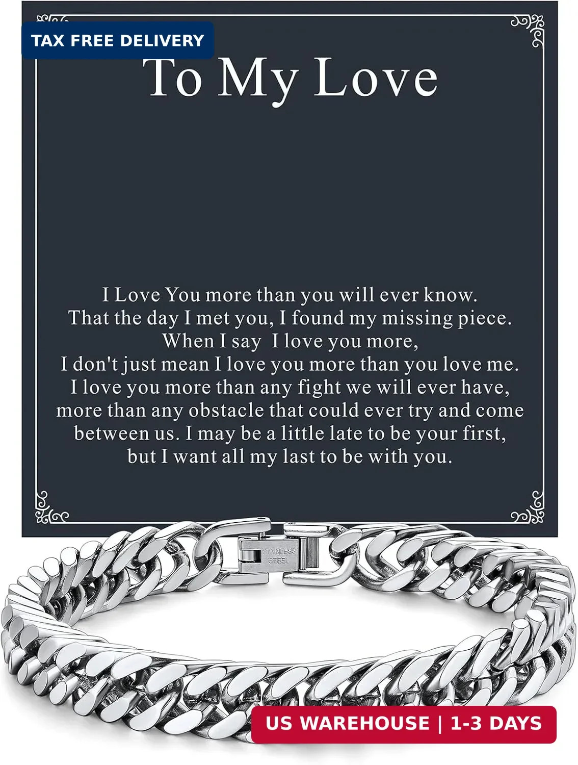 ChainsHouse Cuban Link Chain Bracelet Anniversary Birthday Valentines Father’s D