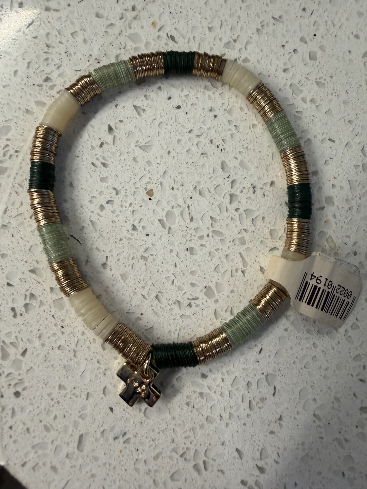 INK + ALLOY Grace Sequin Stretch Bracelet Stack Set 3 Gold Emerald NWT