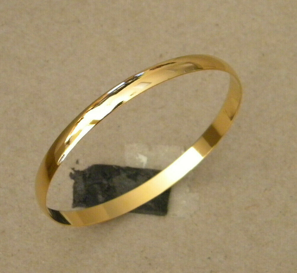 Woman Lady’s Bangle Bracelet Set 4 Smooth Yellow Gold Plated Aros 6mm Wide