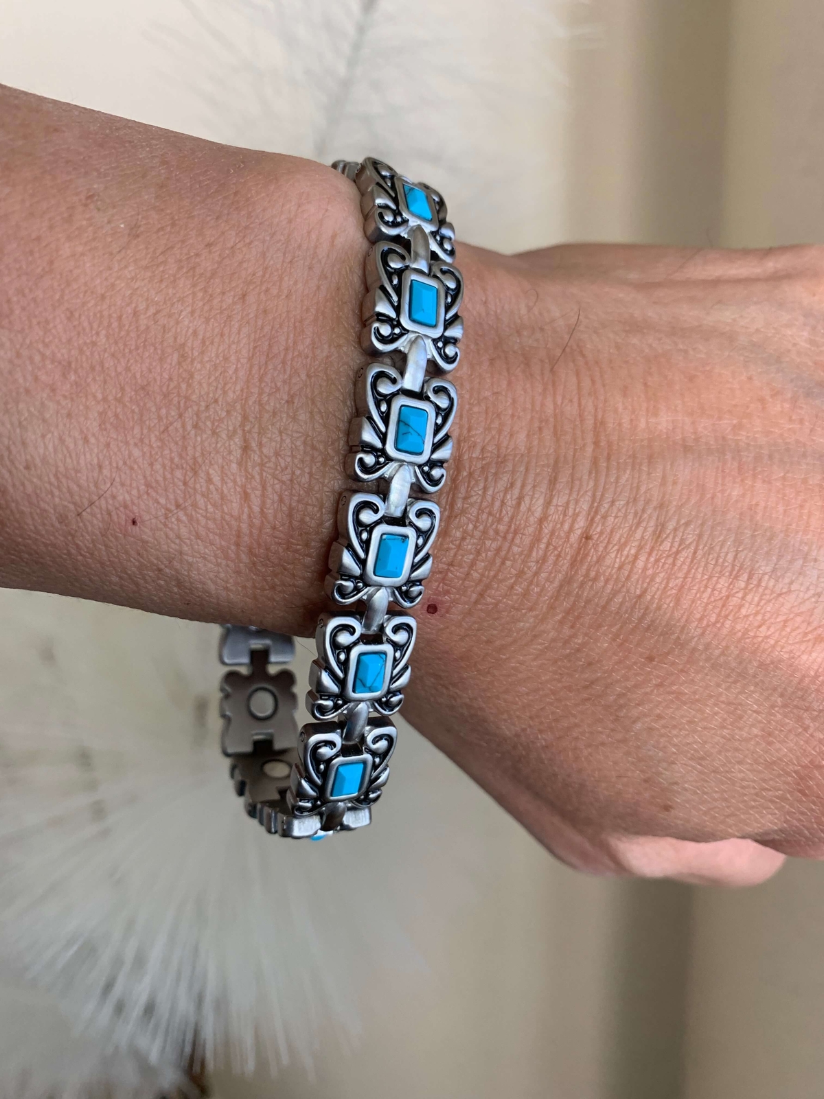 Turquoise Magnetic Bracelet Men Women Restore Balance Energy Arthritis Pain Joy