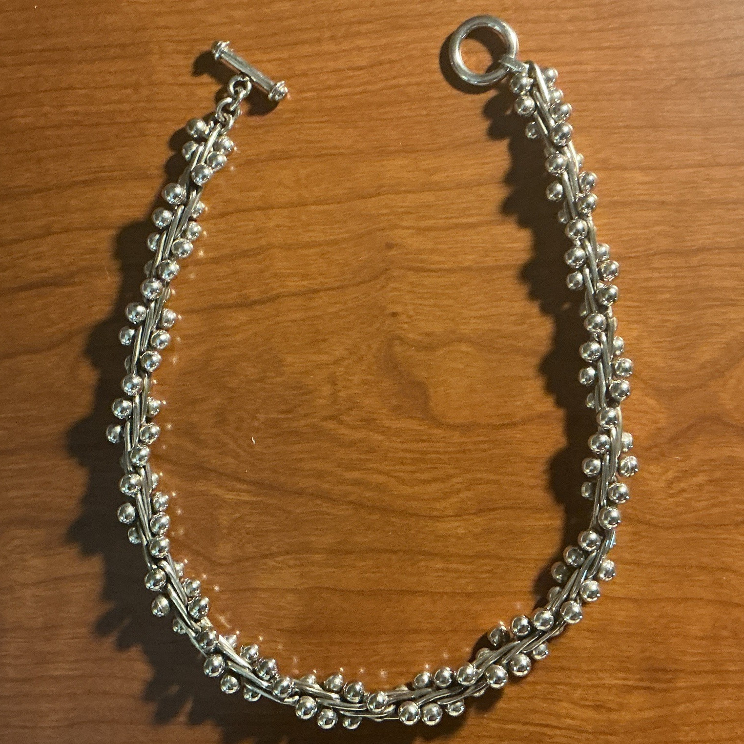 Vintage Sterling Silver 925 DNA twist bead-ball link Necklace