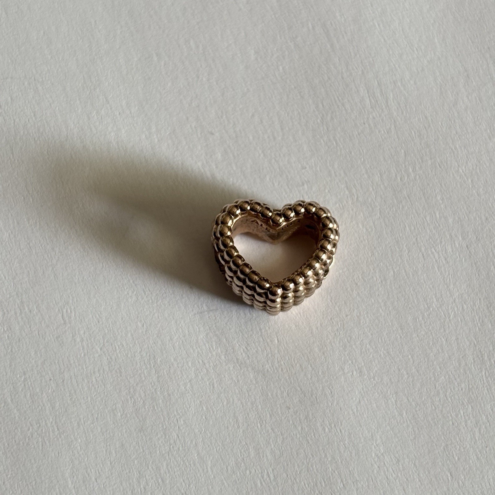 Authentic Pandora Moments Beaded Heart Open Rose Gold Plated ALE MET Charm USED