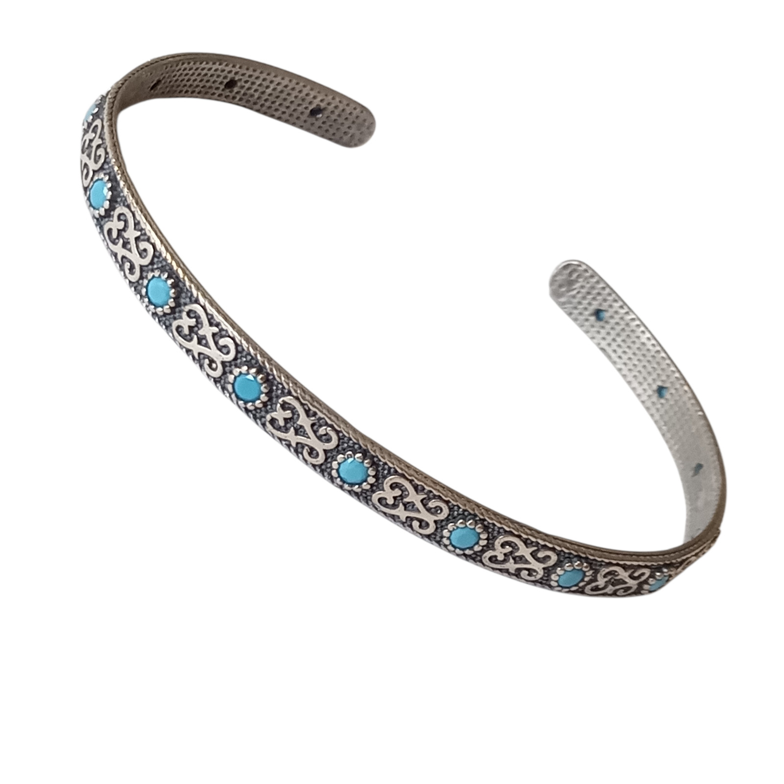 925 Sterling Silver ze Turkish Handmade Turquoise Cuff Bangle Hurrem Bracelet