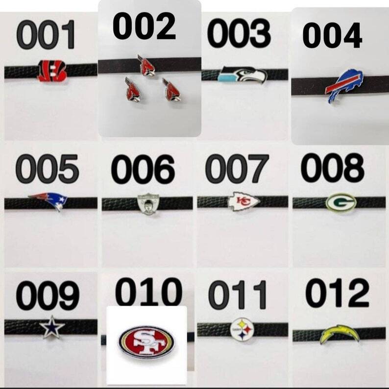 Set of 10pc NFL NAB MLB slide Charm – Fits 8mm Wristband for Jewelry / Crafting
