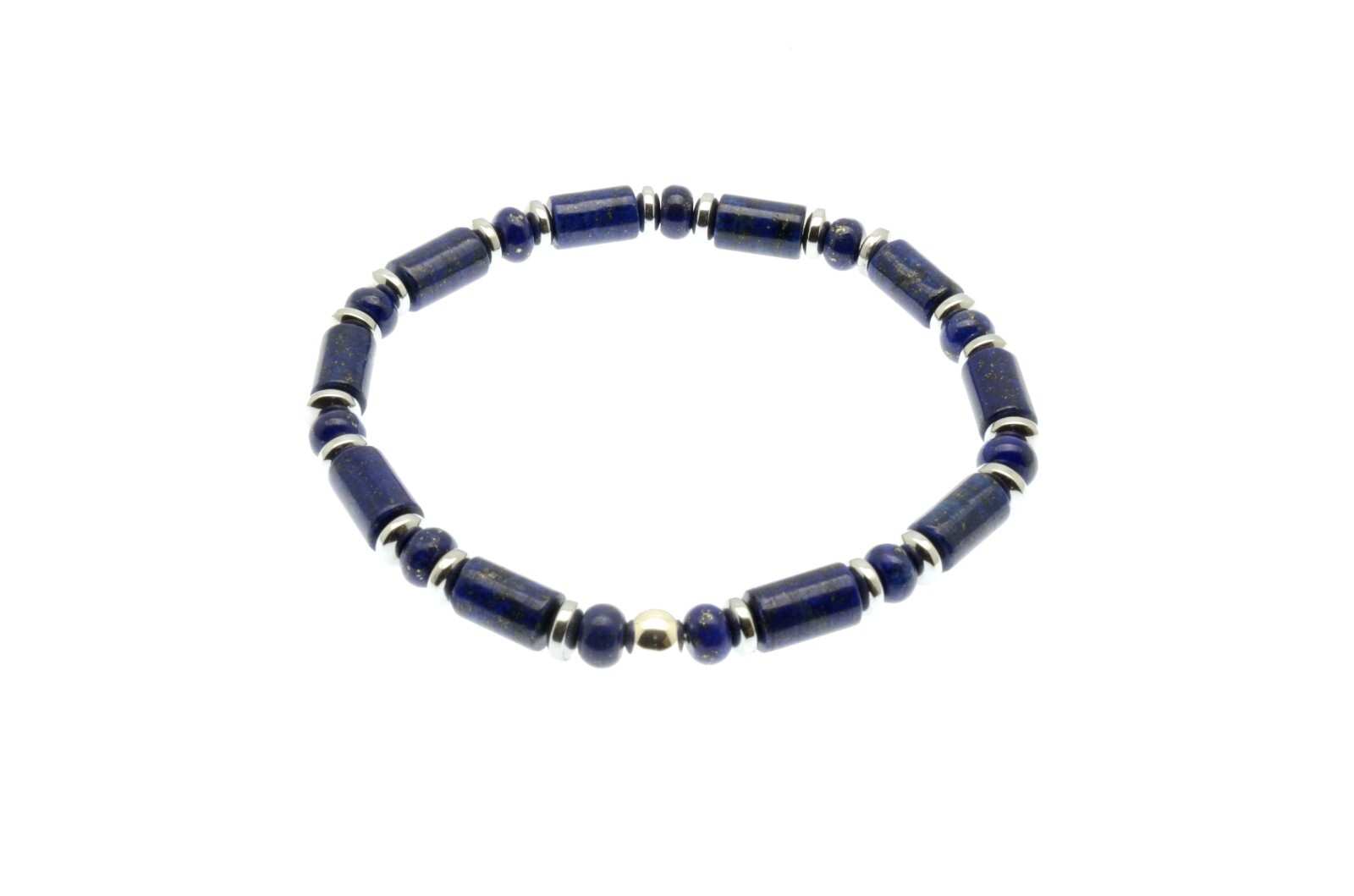 Lapis Lazuli Bracelet Hematite Sterling Silver Handmade Gift for Mens Ladies