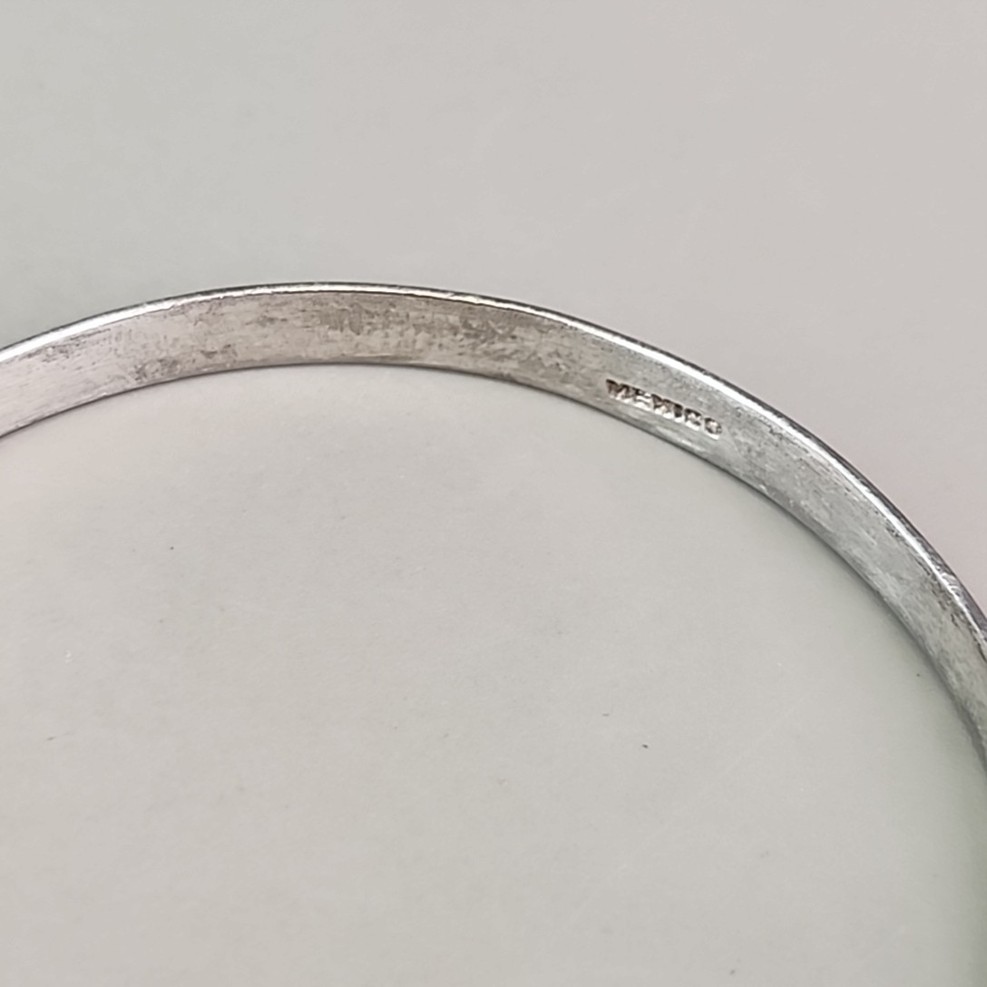 Bangle Bracelet Mexico 6mm Silver Tone Classic 8″