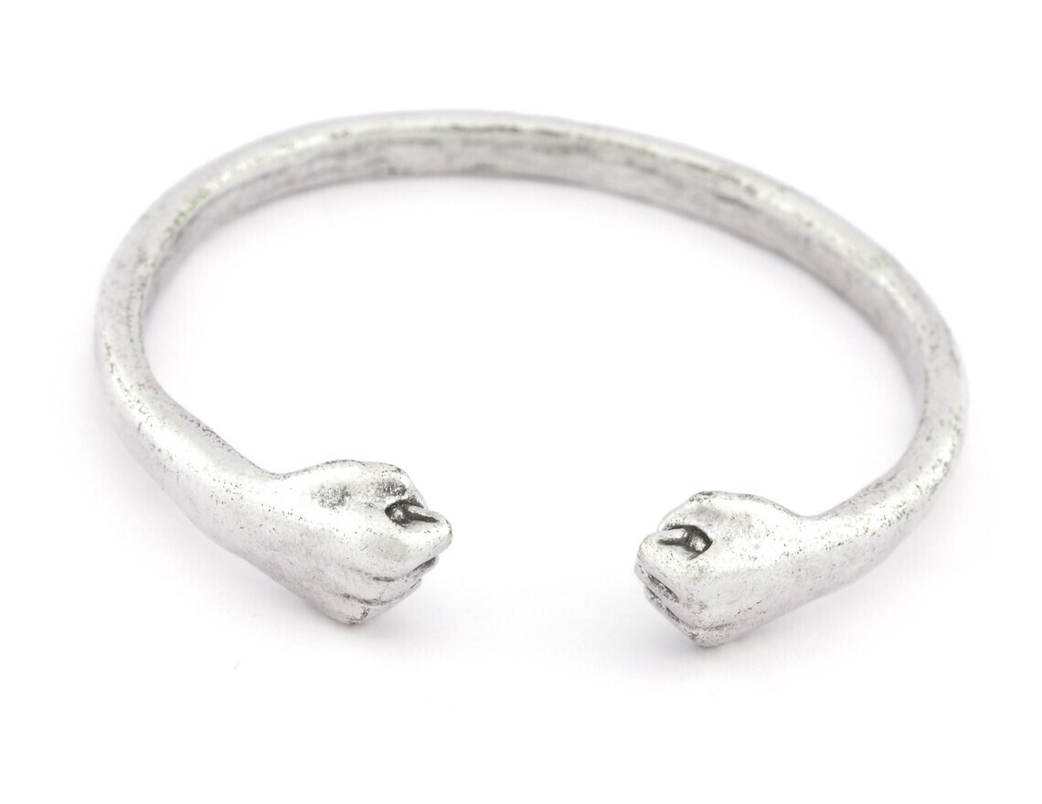 Punch Bracelet Antique Silver Plated Brass (62mm inner size – Adjustable ) 5034