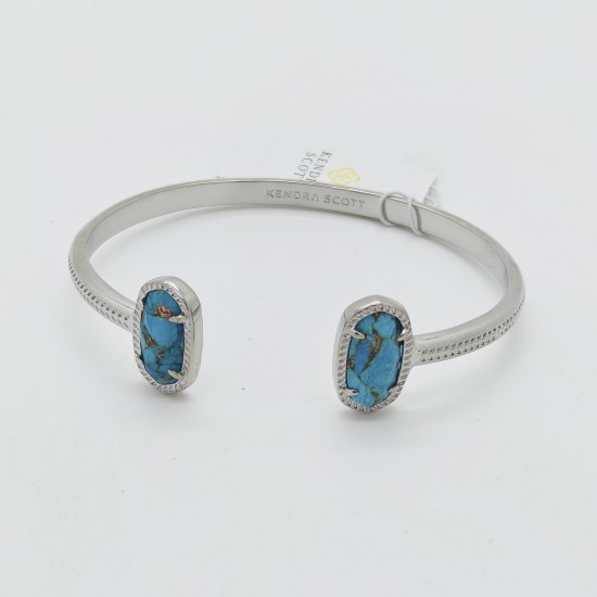 New Kendra Scott Elton Silver Cuff Bracelet in Bronze Veined Turquoise