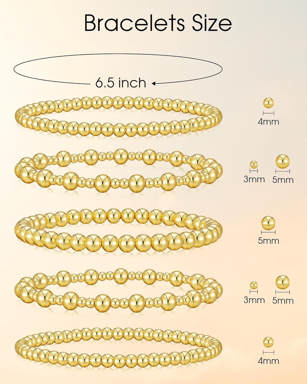 Gold Bracelets for Women Beaded Initial Bracelet Stack Dainty Heart Stretch G…