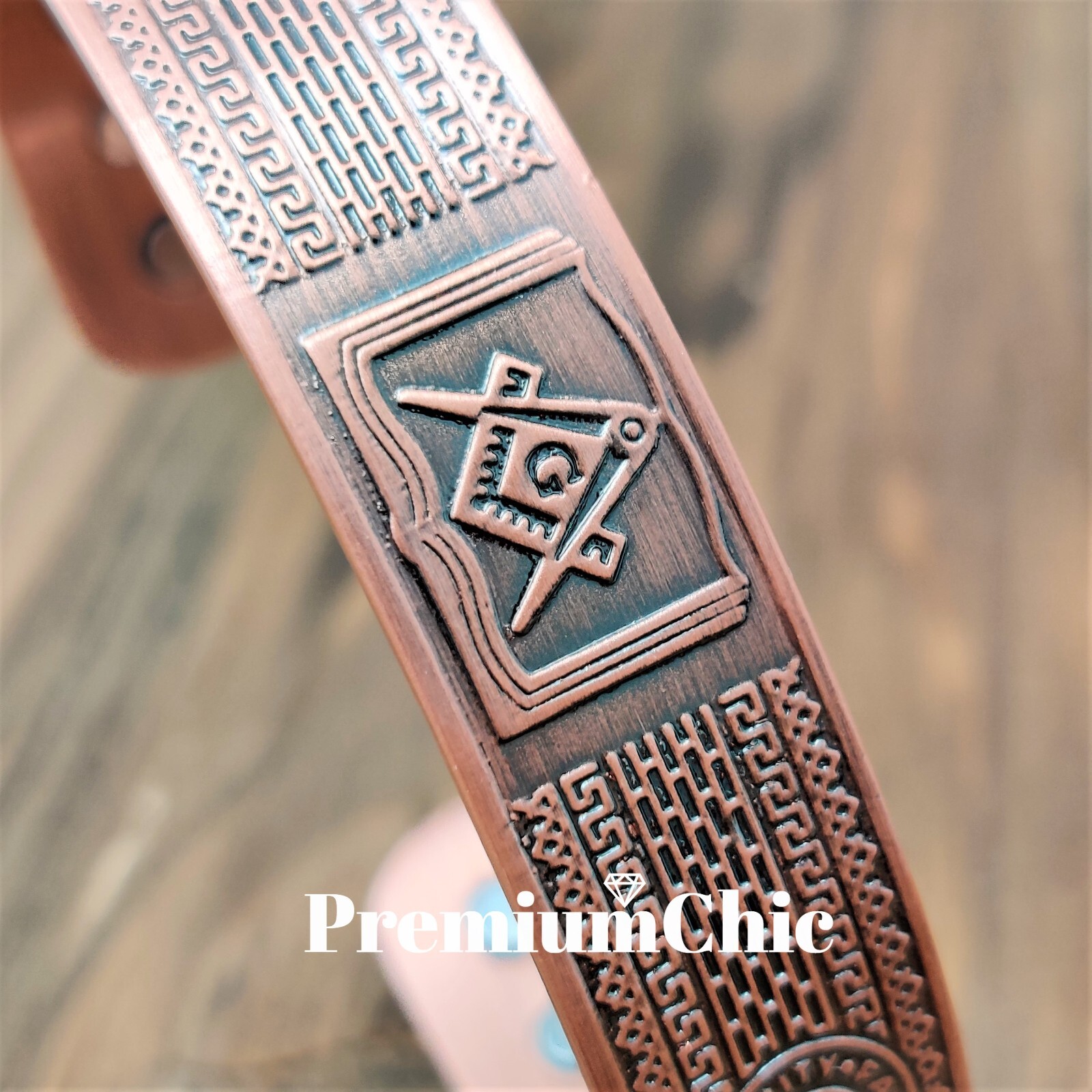 SOLID COPPER Magnetic Bracelet Arthritis Pain Therapy Energy Cuff Masonic Theme