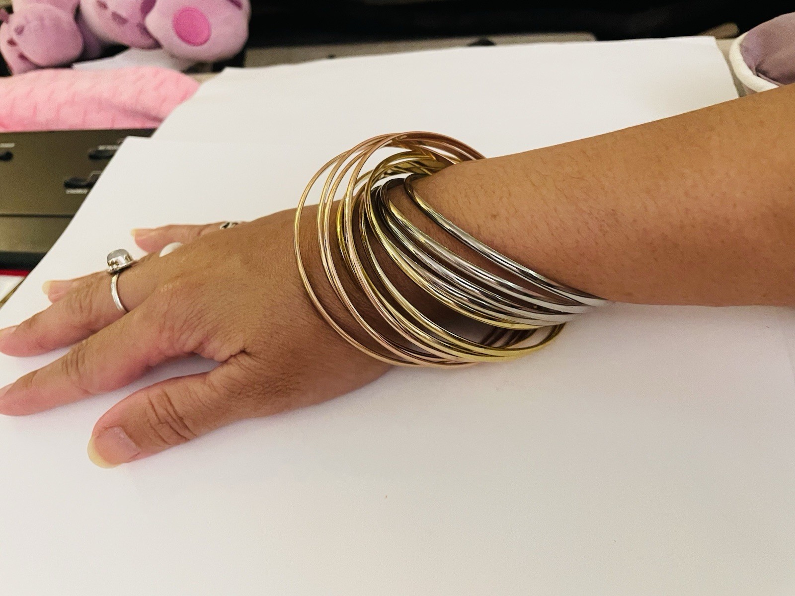 Set of 12 Intertwined Bangles Gold/Silver/Rose Gold