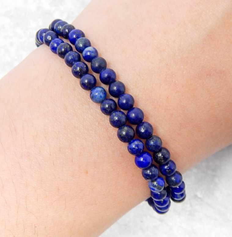 Original Lapis Lazuli 4mm Beaded Stretch Bracelet Boost Leadership 1pc