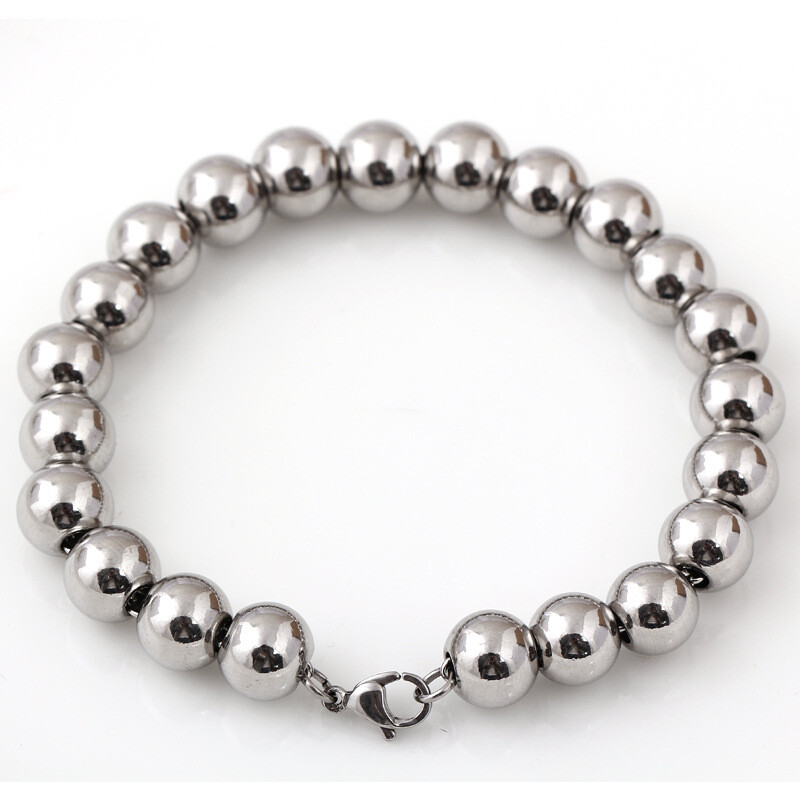 7-11″ 6/8/10mm Men/Women’​s Handmade Silver Gold Beads Stainless steel Bracelet